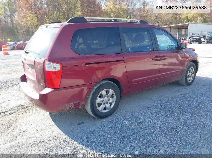 2006 Kia Sedona Ex/Lx VIN: KNDMB233566029688 Lot: 40652165