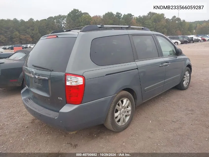 2006 Kia Sedona Ex/Lx VIN: KNDMB233566059287 Lot: 40700682