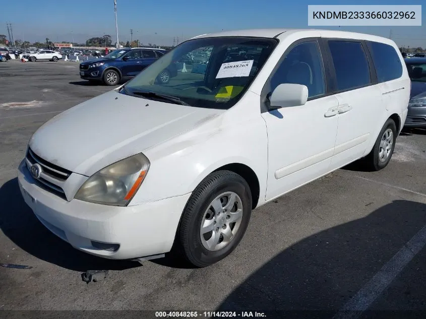 2006 Kia Sedona Ex/Lx VIN: KNDMB233366032962 Lot: 40848265