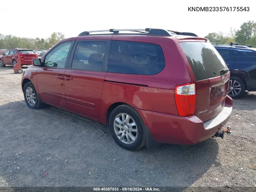 2007 Kia Sedona Ex VIN: KNDMB233576175543 Lot: 40357033