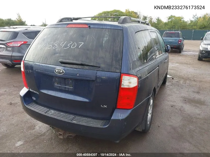 2007 Kia Sedona Lx VIN: KNDMB233276173524 Lot: 40584307