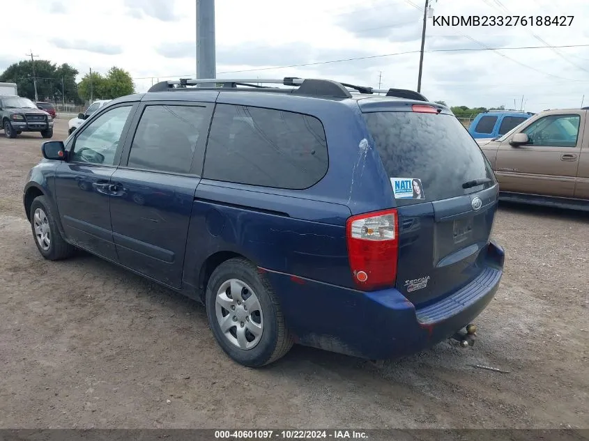 2007 Kia Sedona Lx VIN: KNDMB233276188427 Lot: 40601097