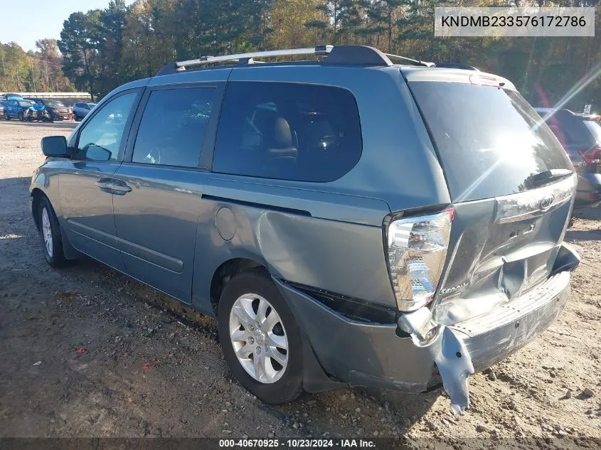 2007 Kia Sedona Ex VIN: KNDMB233576172786 Lot: 40670925