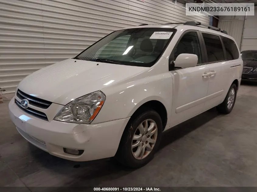 2007 Kia Sedona Ex VIN: KNDMB233676189161 Lot: 40680091