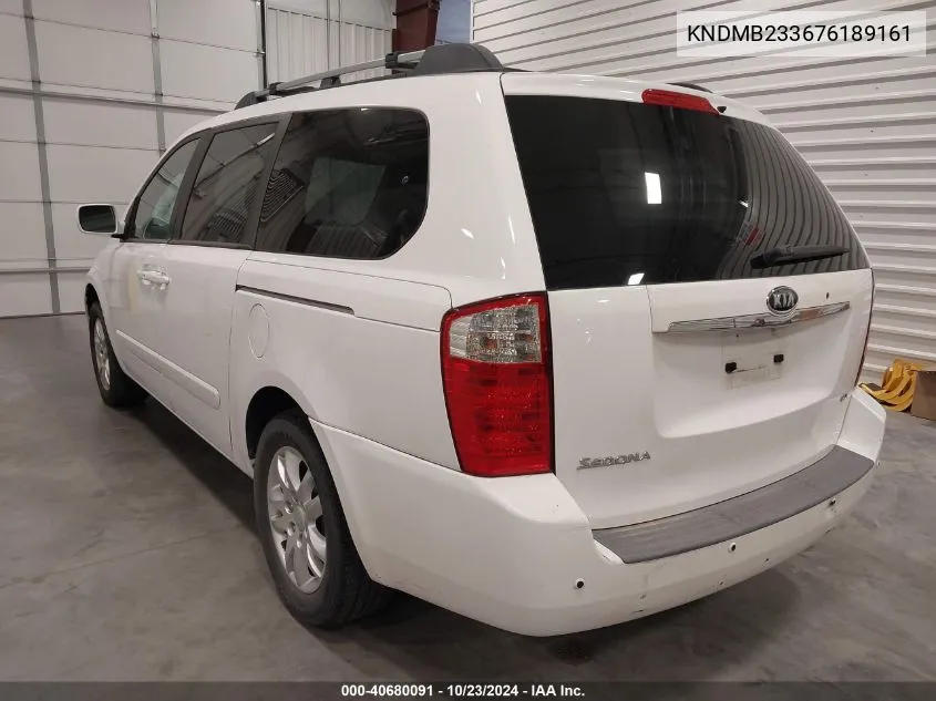 2007 Kia Sedona Ex VIN: KNDMB233676189161 Lot: 40680091