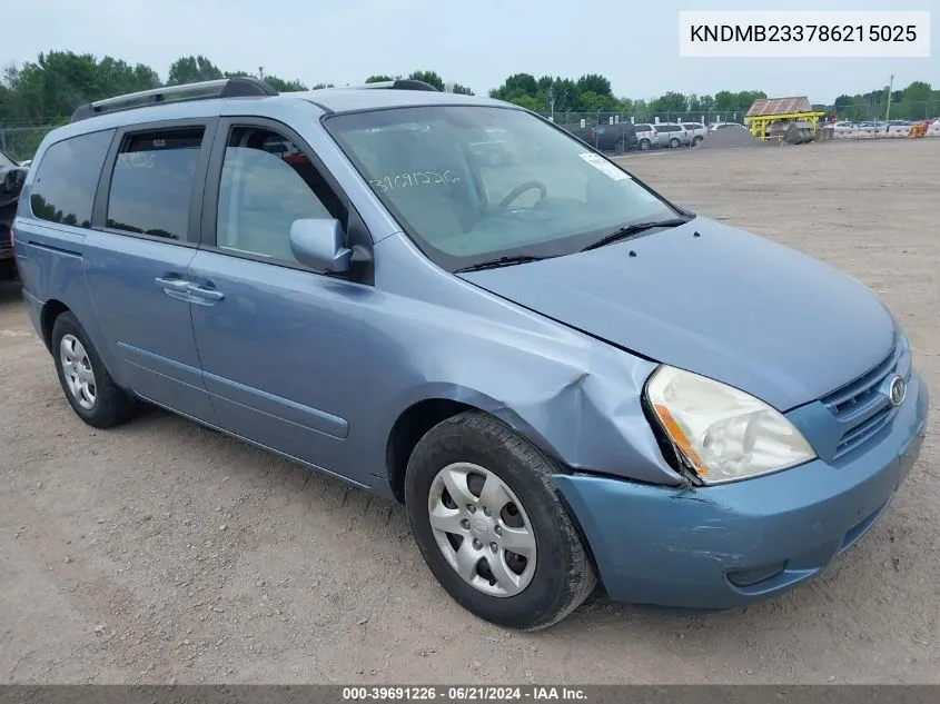 2008 Kia Sedona Lx VIN: KNDMB233786215025 Lot: 39691226