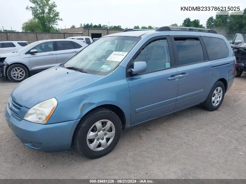 2008 Kia Sedona Lx VIN: KNDMB233786215025 Lot: 39691226