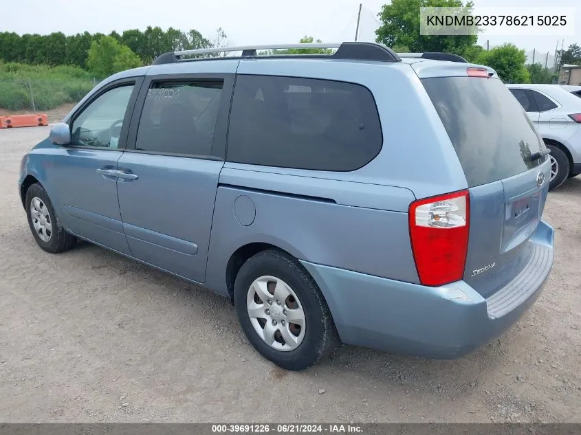 2008 Kia Sedona Lx VIN: KNDMB233786215025 Lot: 39691226