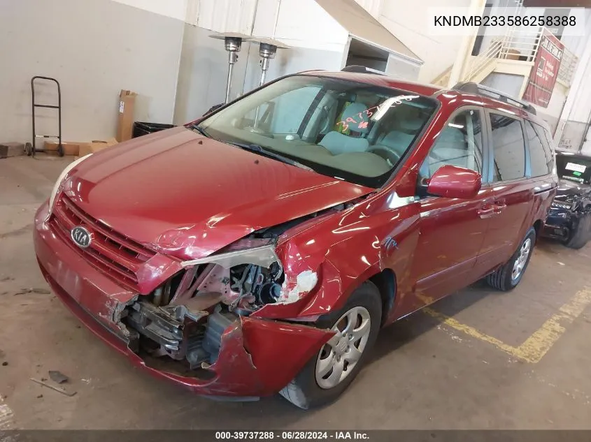 2008 Kia Sedona Lx VIN: KNDMB233586258388 Lot: 39737288