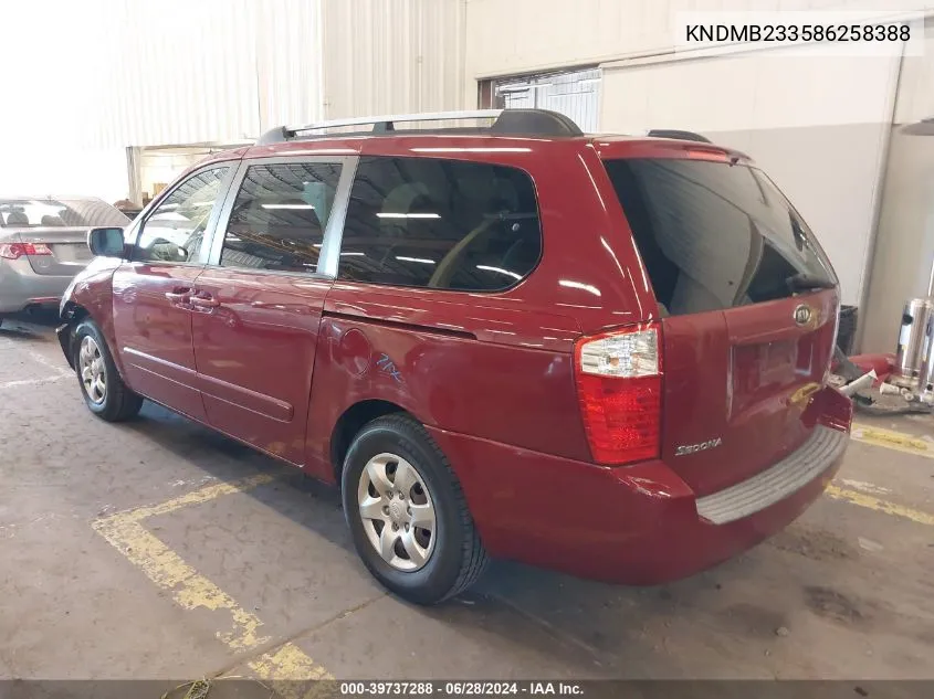 2008 Kia Sedona Lx VIN: KNDMB233586258388 Lot: 39737288