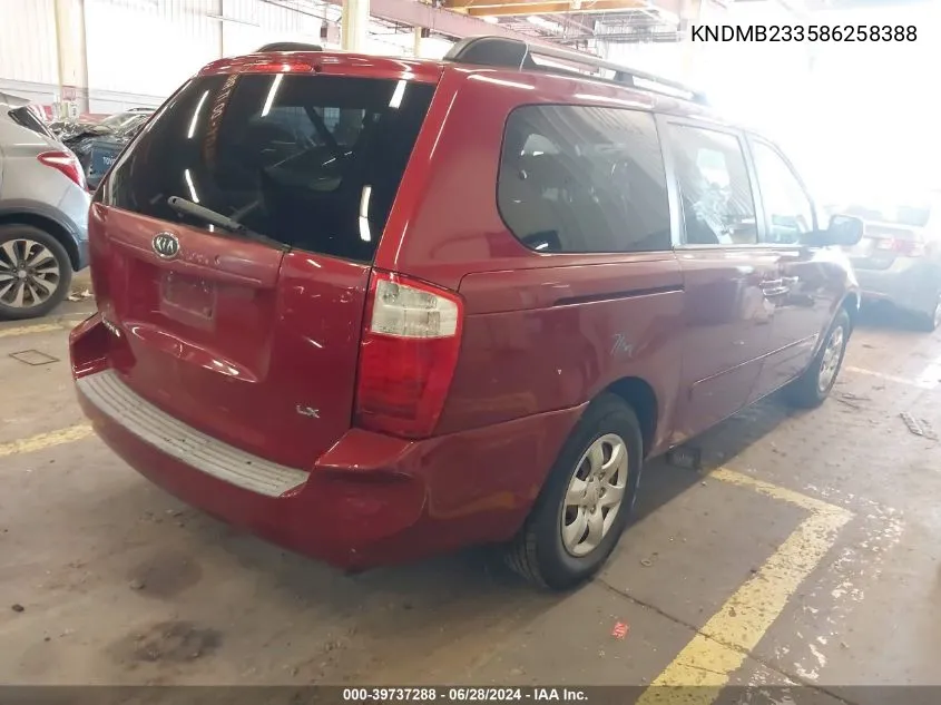 2008 Kia Sedona Lx VIN: KNDMB233586258388 Lot: 39737288