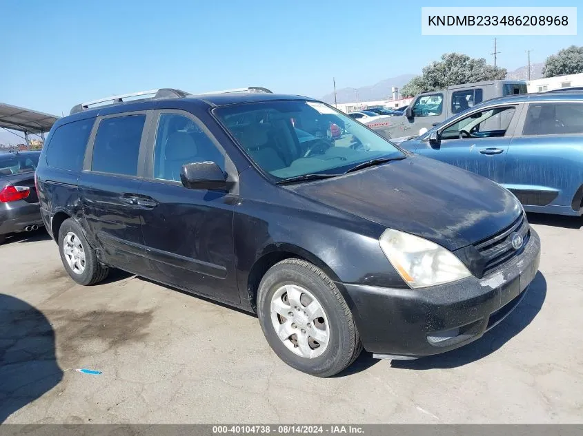 2008 Kia Sedona Lx VIN: KNDMB233486208968 Lot: 40104738