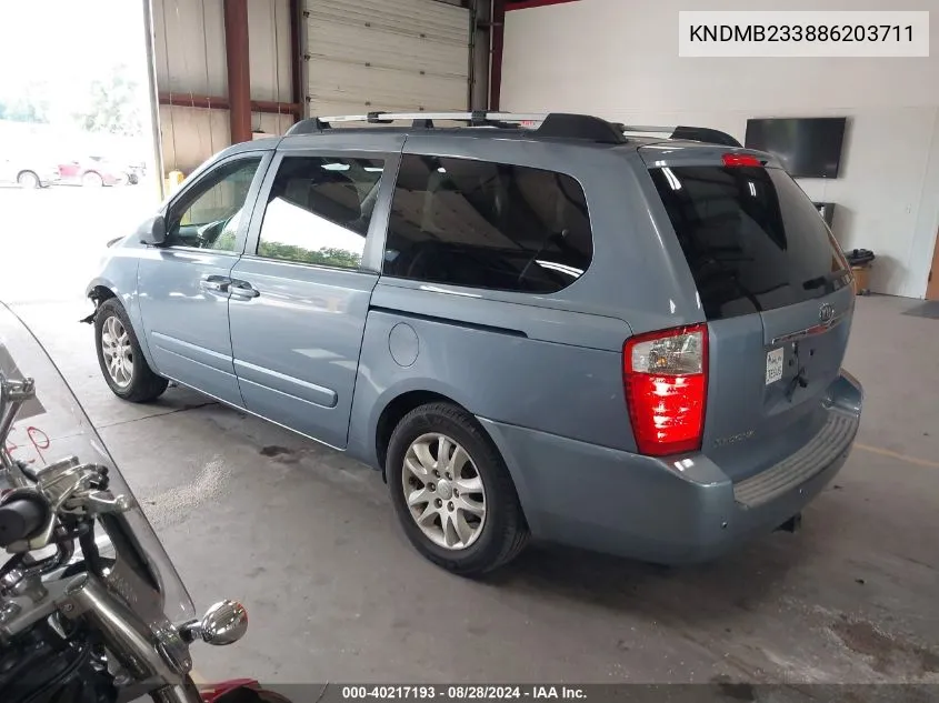 2008 Kia Sedona Ex VIN: KNDMB233886203711 Lot: 40217193