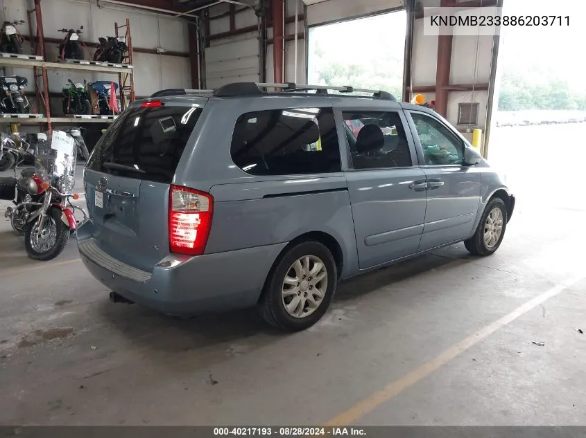 2008 Kia Sedona Ex VIN: KNDMB233886203711 Lot: 40217193