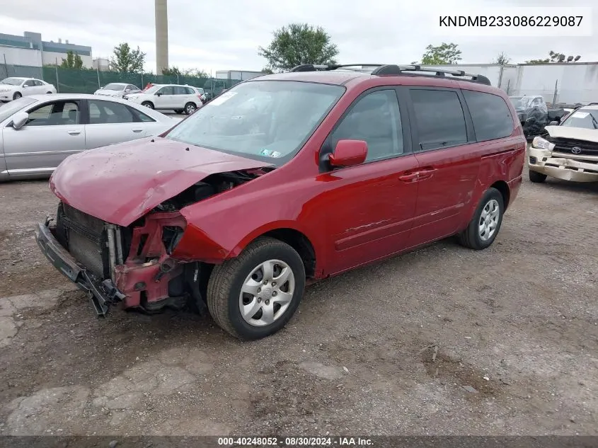 2008 Kia Sedona Lx VIN: KNDMB233086229087 Lot: 40248052