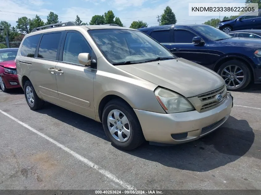 2008 Kia Sedona Lx VIN: KNDMB233386222005 Lot: 40253624