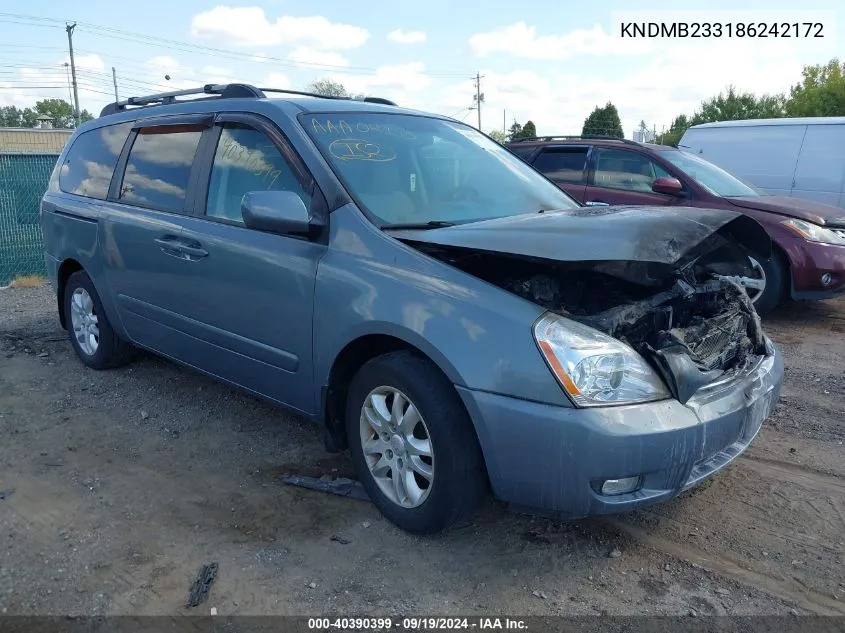 2008 Kia Sedona Ex VIN: KNDMB233186242172 Lot: 40390399