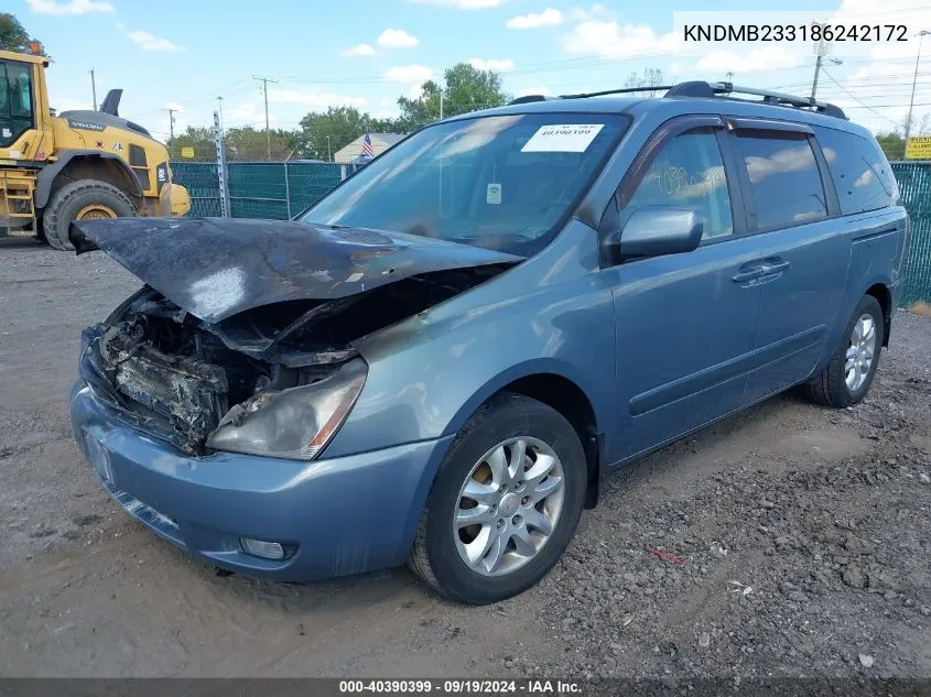 2008 Kia Sedona Ex VIN: KNDMB233186242172 Lot: 40390399