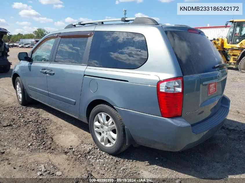 2008 Kia Sedona Ex VIN: KNDMB233186242172 Lot: 40390399