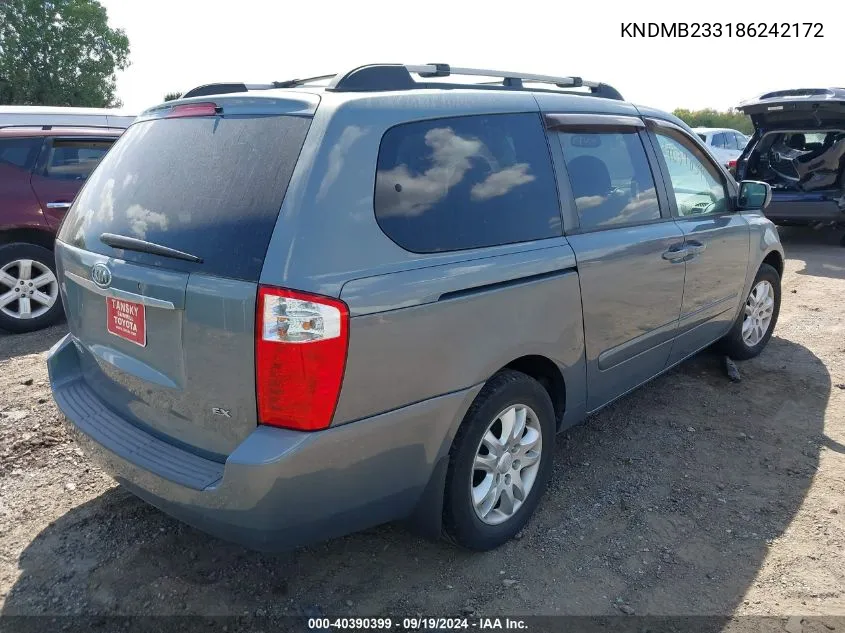 2008 Kia Sedona Ex VIN: KNDMB233186242172 Lot: 40390399