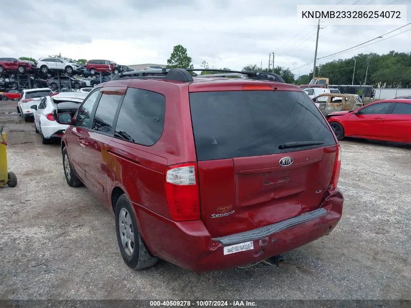 2008 Kia Sedona Lx VIN: KNDMB233286254072 Lot: 40509278