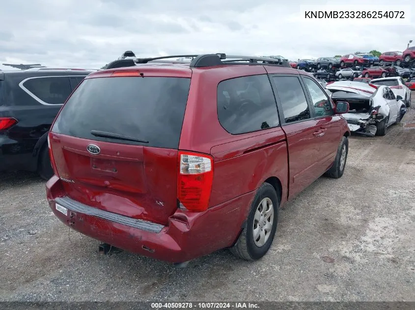 2008 Kia Sedona Lx VIN: KNDMB233286254072 Lot: 40509278