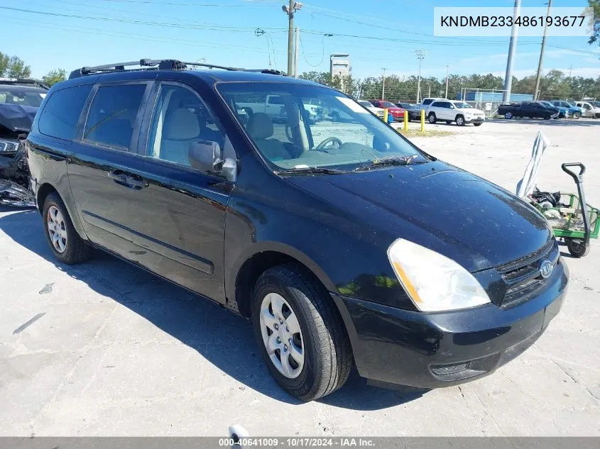 2008 Kia Sedona Lx VIN: KNDMB233486193677 Lot: 40641009