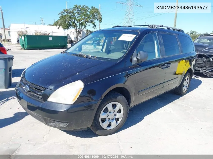 2008 Kia Sedona Lx VIN: KNDMB233486193677 Lot: 40641009