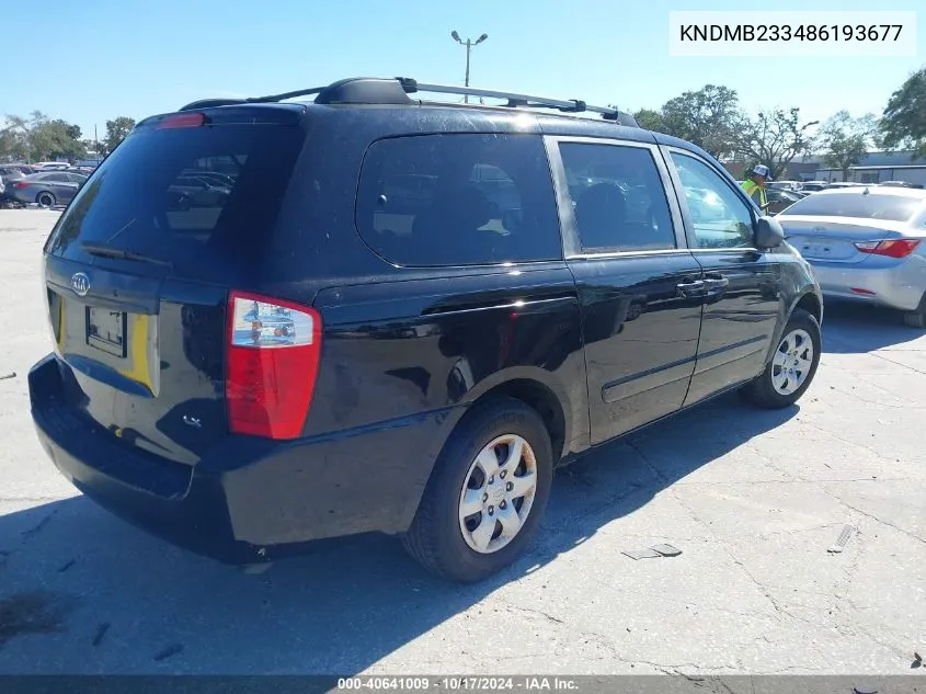 2008 Kia Sedona Lx VIN: KNDMB233486193677 Lot: 40641009