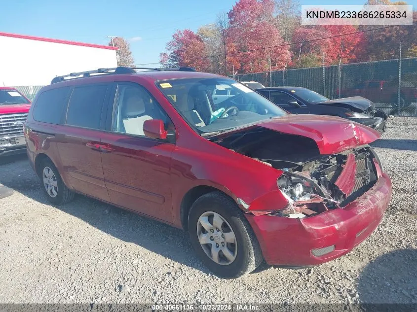 2008 Kia Sedona Lx VIN: KNDMB233686265334 Lot: 40661136