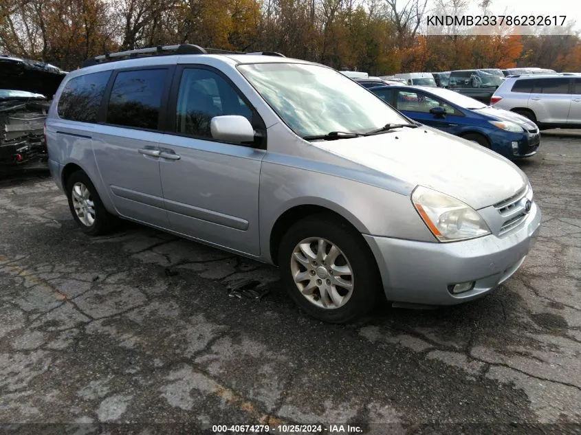 2008 Kia Sedona Ex VIN: KNDMB233786232617 Lot: 40674279