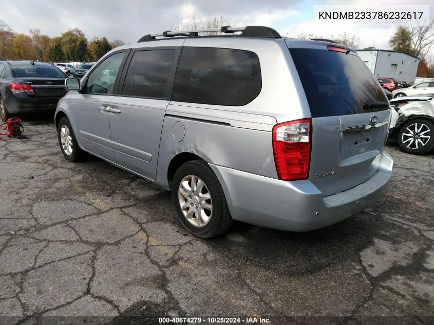 2008 Kia Sedona Ex VIN: KNDMB233786232617 Lot: 40674279