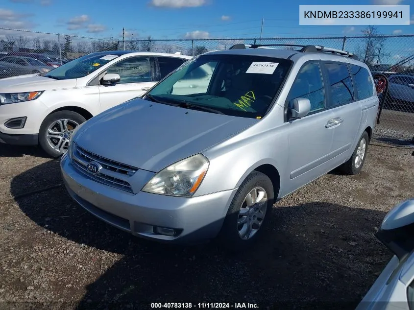 2008 Kia Sedona Ex VIN: KNDMB233386199941 Lot: 40783138