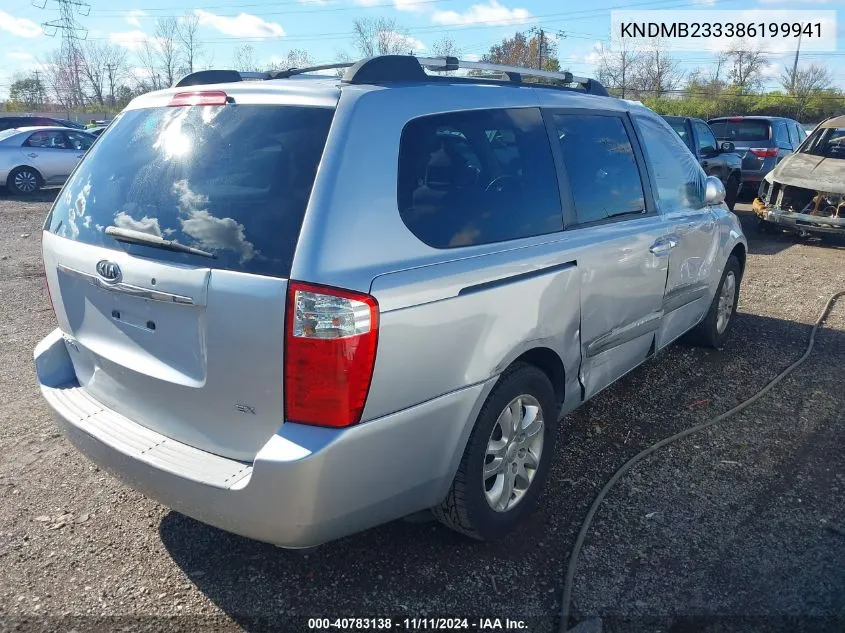 2008 Kia Sedona Ex VIN: KNDMB233386199941 Lot: 40783138