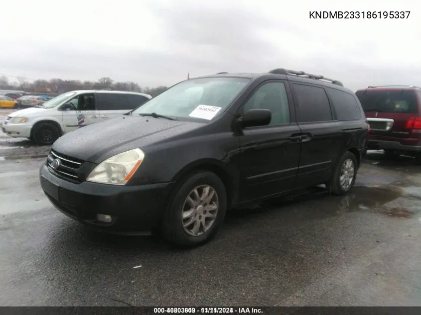 2008 Kia Sedona Ex VIN: KNDMB233186195337 Lot: 40803609