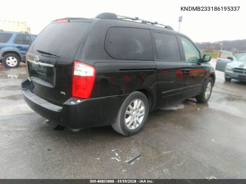 2008 Kia Sedona Ex VIN: KNDMB233186195337 Lot: 40803609