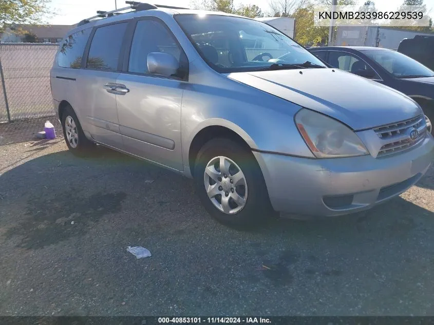 2008 Kia Sedona Lx VIN: KNDMB233986229539 Lot: 40853101