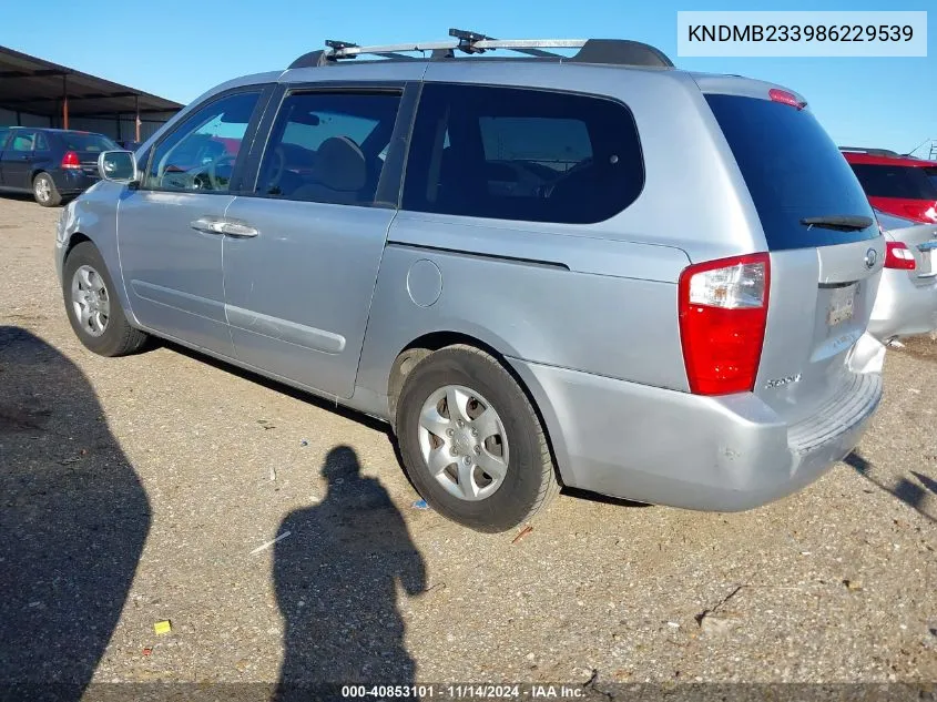 2008 Kia Sedona Lx VIN: KNDMB233986229539 Lot: 40853101