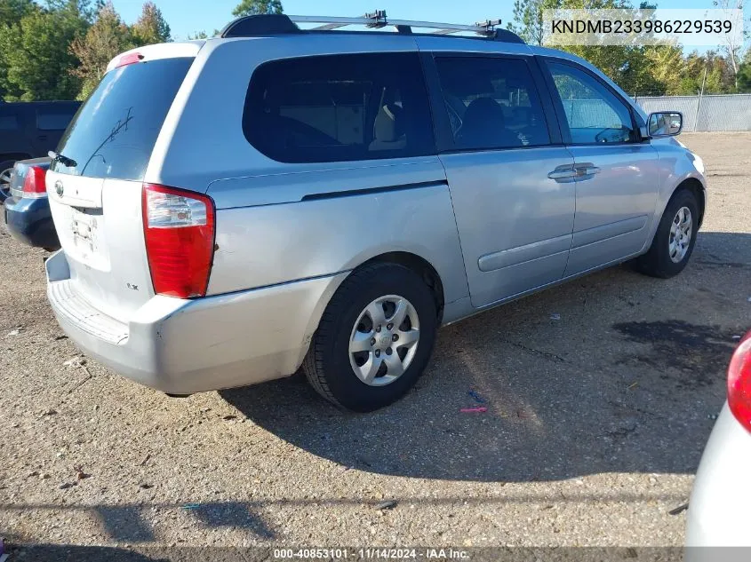 2008 Kia Sedona Lx VIN: KNDMB233986229539 Lot: 40853101