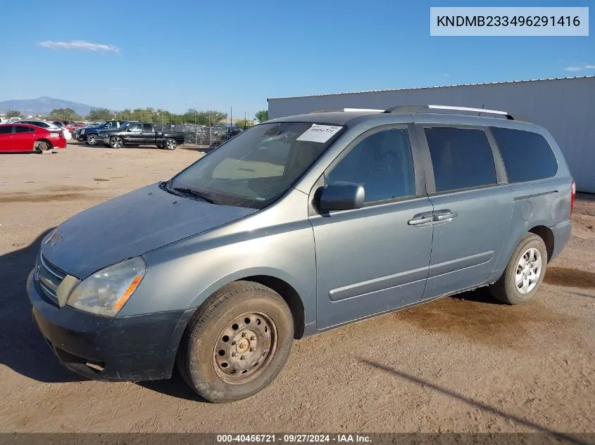 2009 Kia Sedona Lx VIN: KNDMB233496291416 Lot: 40456721