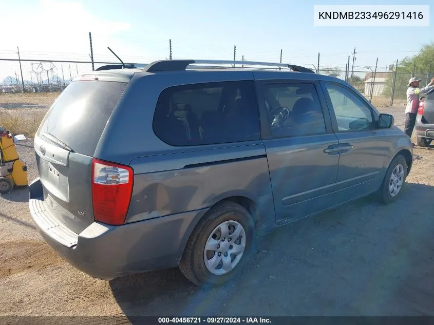 2009 Kia Sedona Lx VIN: KNDMB233496291416 Lot: 40456721