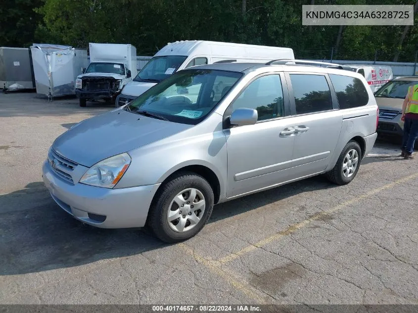 2010 Kia Sedona Lx VIN: KNDMG4C34A6328725 Lot: 40174657