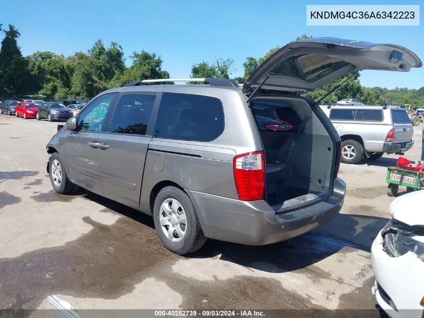 2010 Kia Sedona Lx VIN: KNDMG4C36A6342223 Lot: 40252739