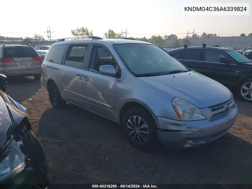 2010 Kia Sedona Lx VIN: KNDMG4C36A6339824 Lot: 40316290