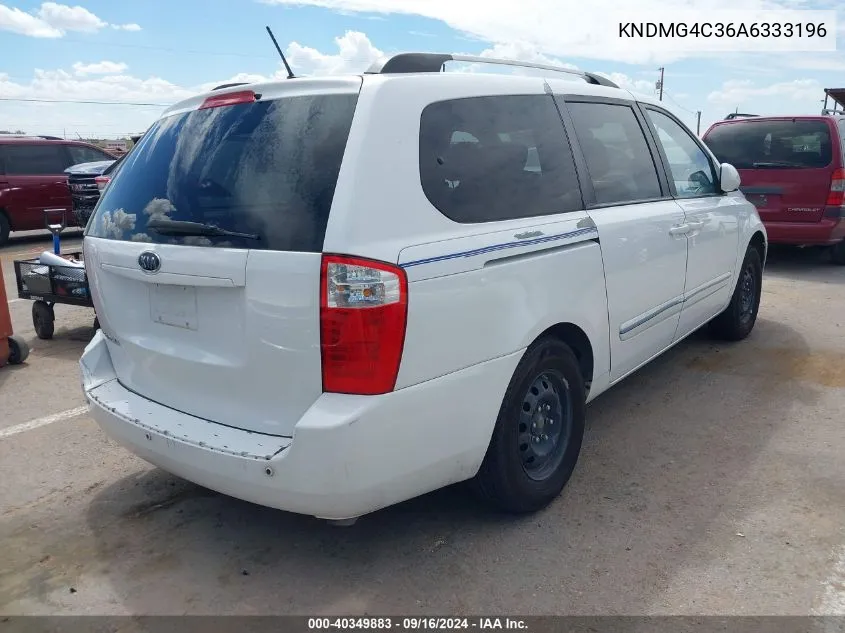 2010 Kia Sedona Lx VIN: KNDMG4C36A6333196 Lot: 40349883