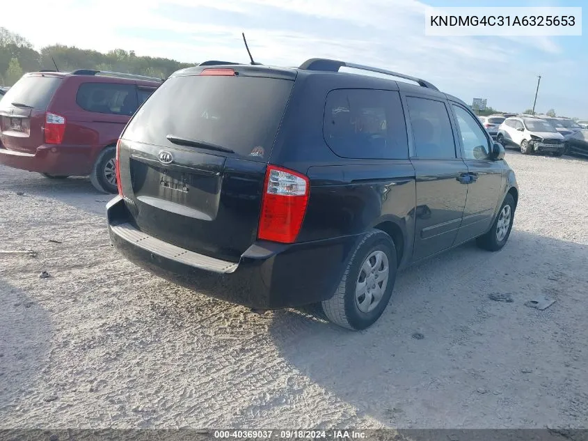 2010 Kia Sedona Lx VIN: KNDMG4C31A6325653 Lot: 40369037