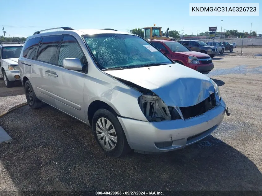 2010 Kia Sedona Lx VIN: KNDMG4C31A6326723 Lot: 40429953