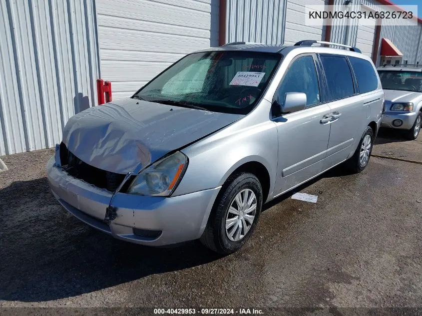 2010 Kia Sedona Lx VIN: KNDMG4C31A6326723 Lot: 40429953