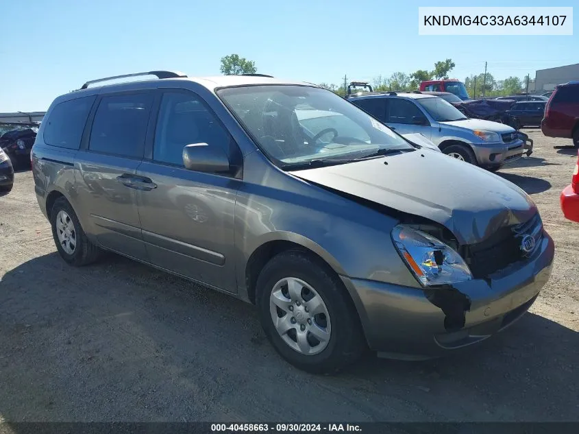 2010 Kia Sedona Lx VIN: KNDMG4C33A6344107 Lot: 40458663