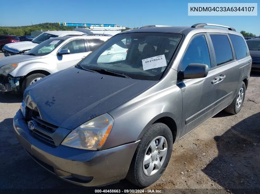 2010 Kia Sedona Lx VIN: KNDMG4C33A6344107 Lot: 40458663